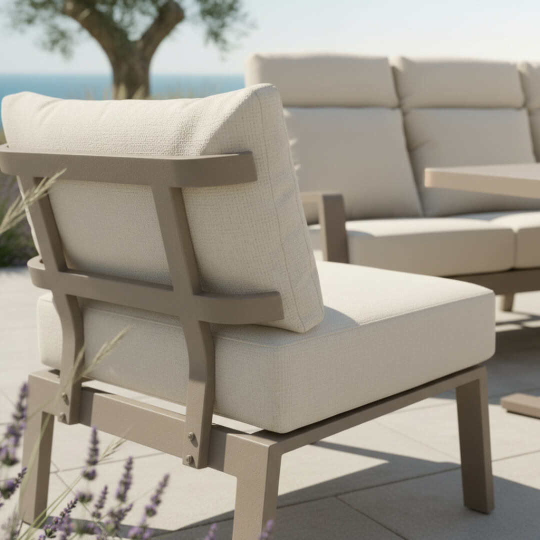 Reclining L Corner Sofa Set with 2 Stools & Piston Height Adjustable Table