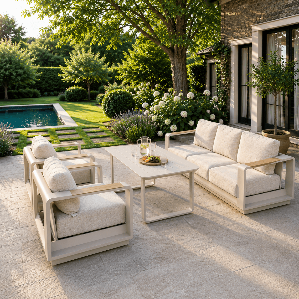3-Seater Sofa Set with 2 Armchairs & Standard Table