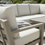 L Corner Sofa Set with 2 Stools, Piston Height Adjustable Table