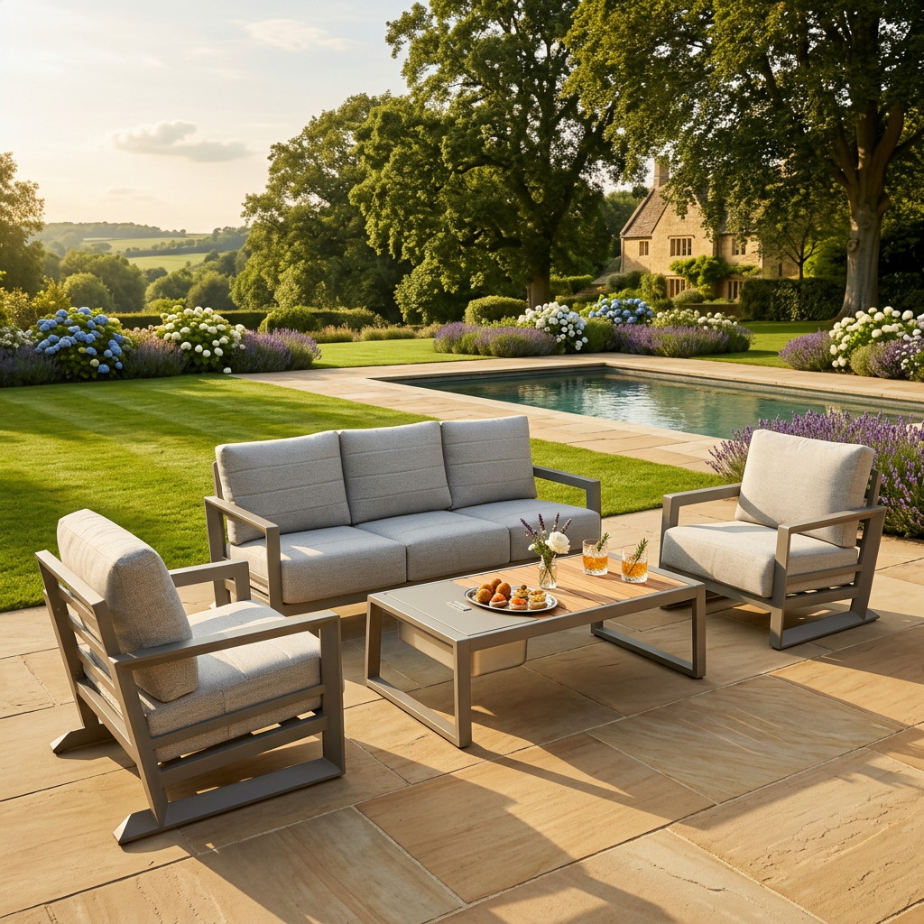 3-Seater Sofa Set with 2 Armchairs & Ice Bucket Coffee Table