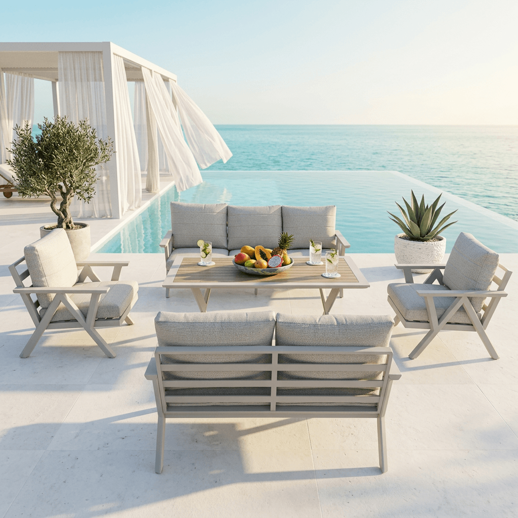 3-Seater Sofa Set with 2-Seater Sofa, 2 Armchairs & Dining Table