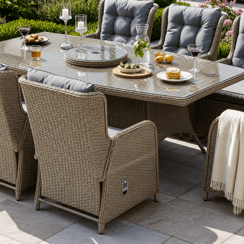 8 Chair Reclining Wingback Dining Set