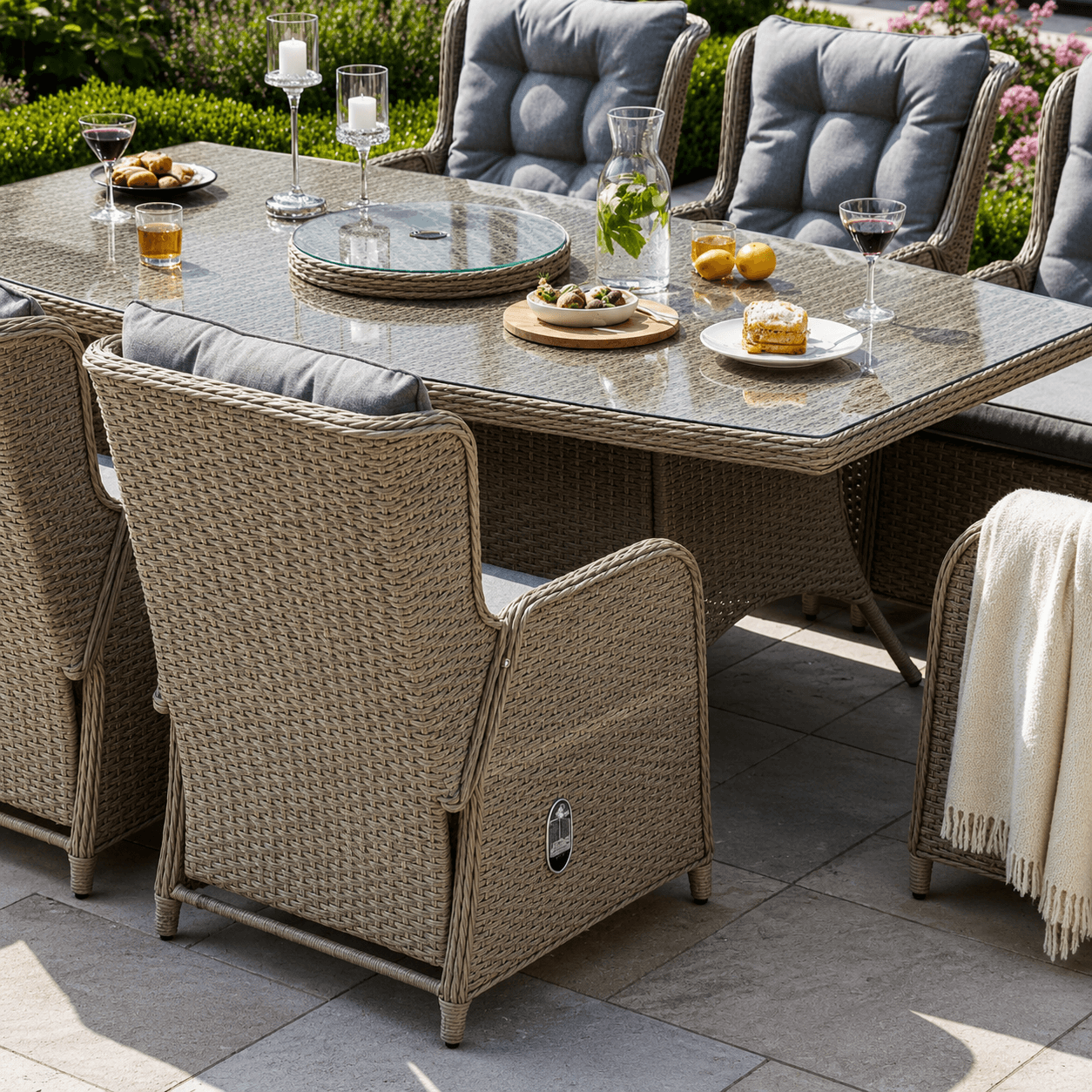 8 Chair Reclining Wingback Dining Set