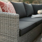 Curved Corner Sofa Set with Armchair, 2 Stools & Height Adjustable Table