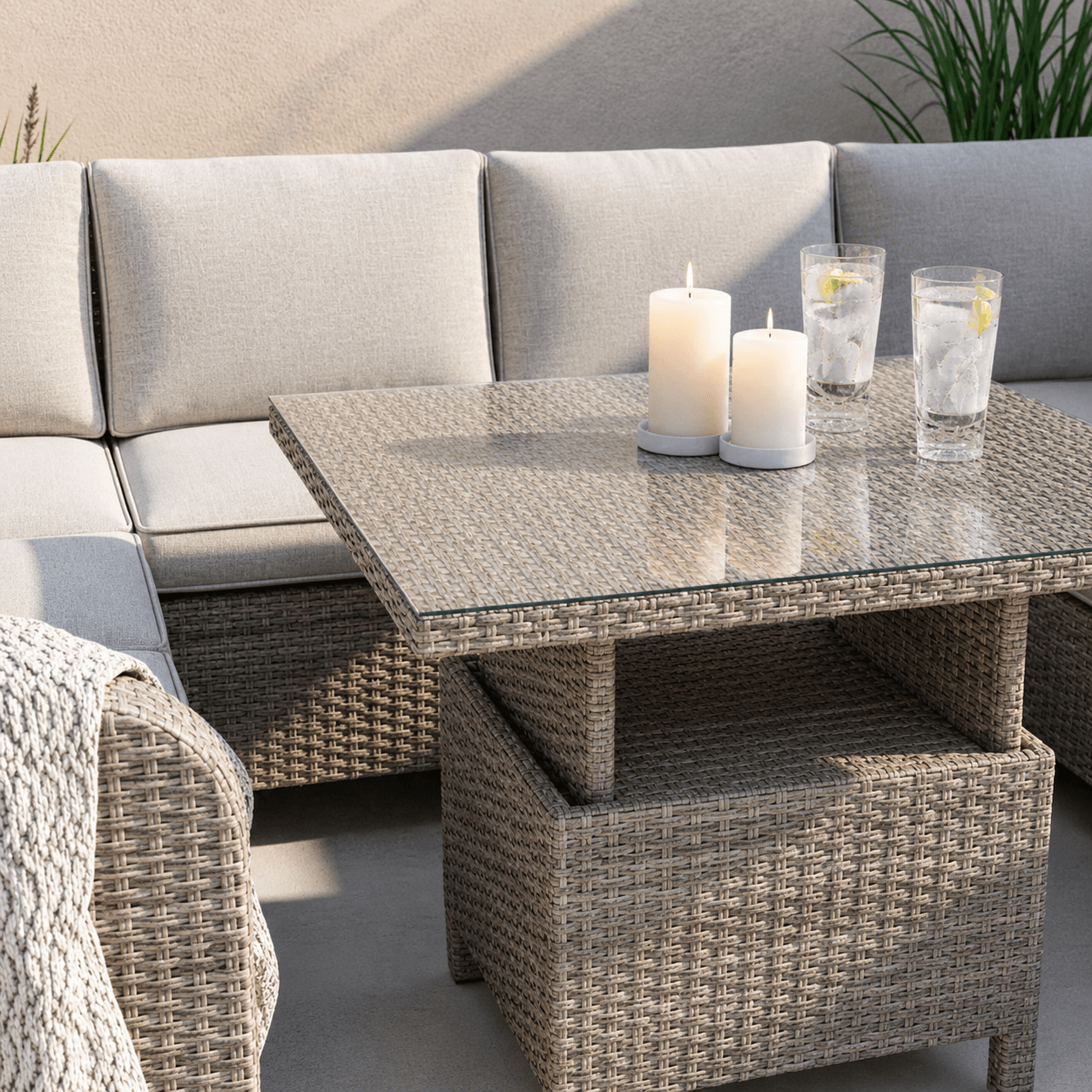 U Corner Sofa Set with Height Adjustable Table