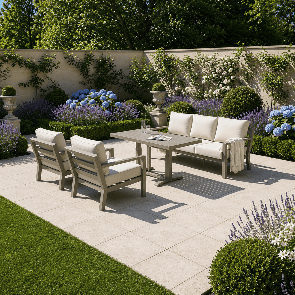 3-Seater Sofa Set with 2 Armchairs & Piston Height Adjustable Table