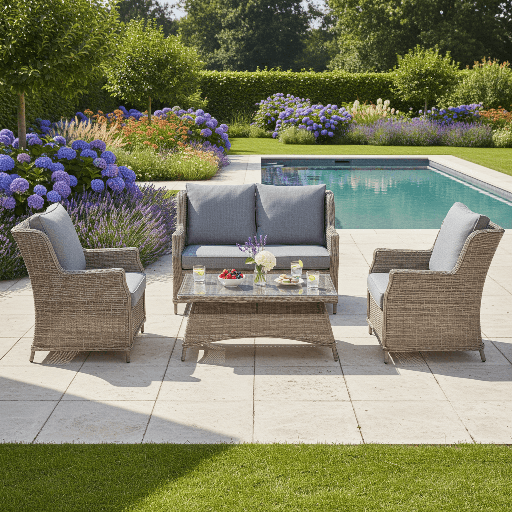 2-Seater Wingback Sofa Set, 2 Wingback Armchairs & Coffee Table