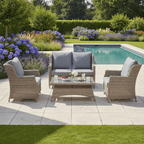2-Seater Wingback Sofa Set, 2 Wingback Armchairs & Coffee Table