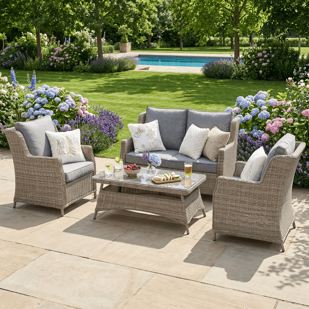 2-Seater Wingback Sofa Set, 2 Wingback Armchairs & Coffee Table