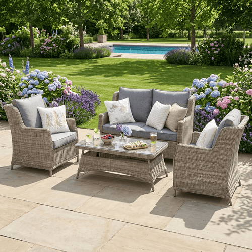 2-Seater Wingback Sofa Set, 2 Wingback Armchairs & Coffee Table