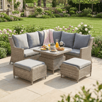 Square Wingback Corner Set with 2 Stools & Height Adjustable Table
