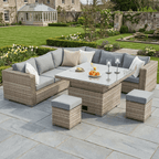 50p Corner Sofa Set with 2 Stools & Height Adjustable Table