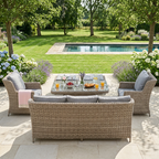 3-Seater Sofa Set with 2 Armchairs, 2 Stools & Height Adjustable Table