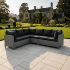 Curved Corner Sofa Set with Armchair, 2 Stools & Height Adjustable Table