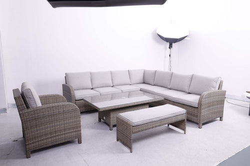 Large Square Corner Sofa Set with Height Adjustable Table