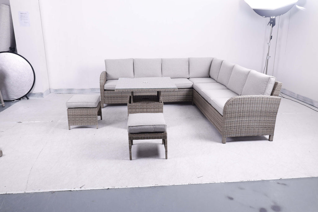 Large Square Corner Sofa Set with Height Adjustable Table
