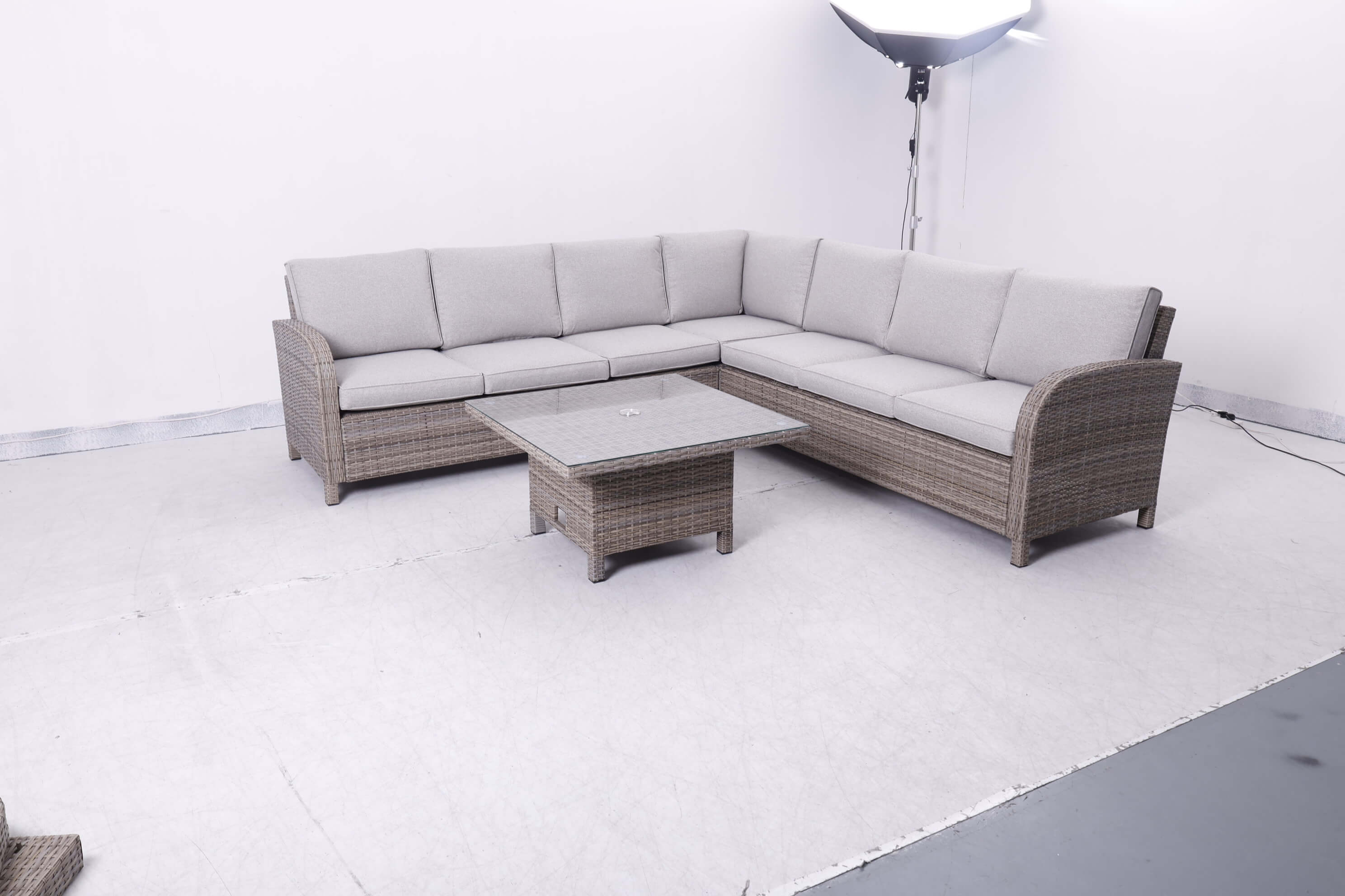 Large Square Corner Sofa Set with Height Adjustable Table