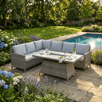 L Corner Sofa Set with Firepit Table