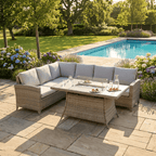 L Corner Sofa Set with Firepit Table