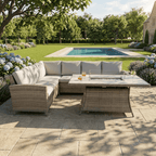 L Corner Sofa Set with Firepit Table