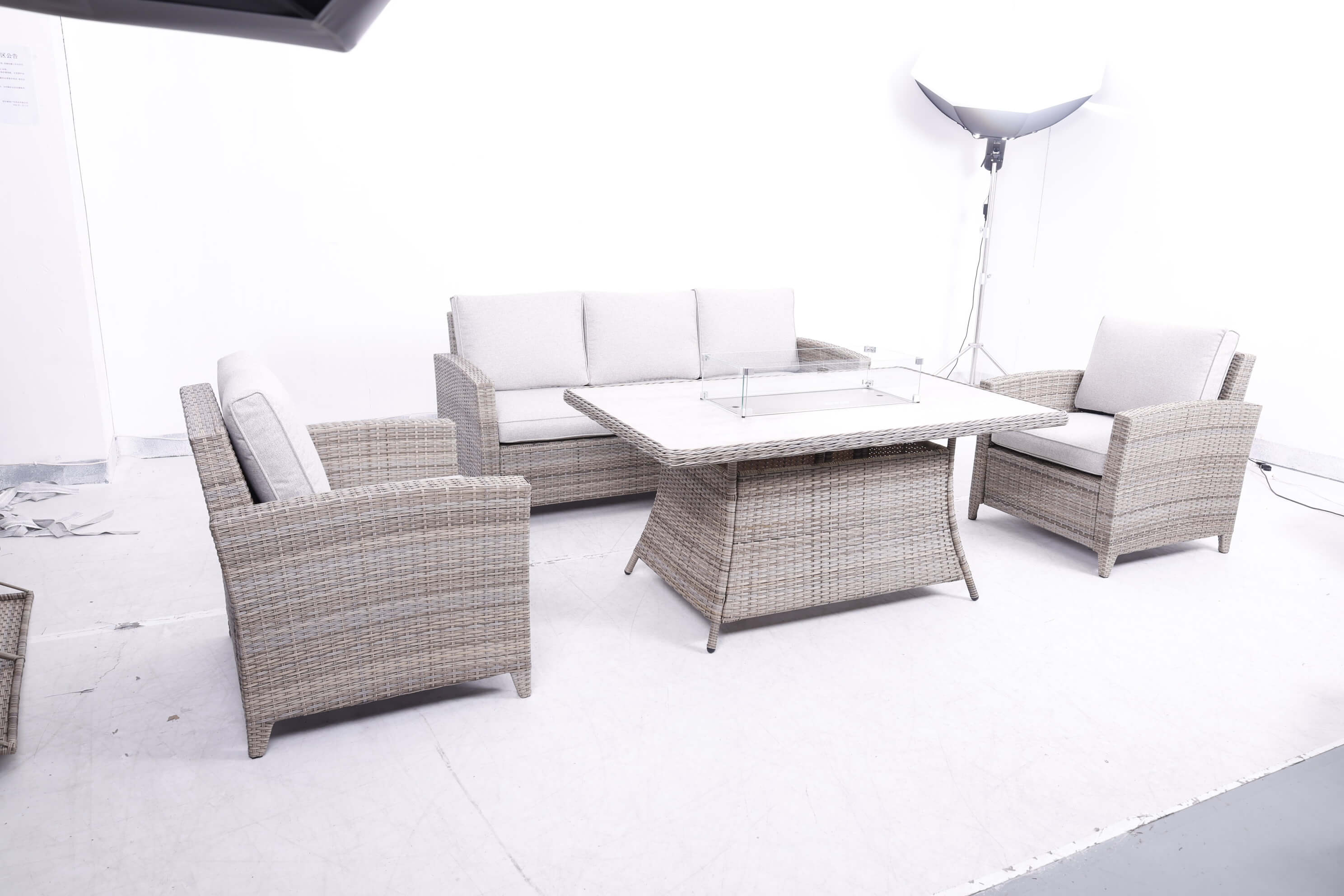 3-Seater Sofa Set, 2 Armchairs & Firepit Table