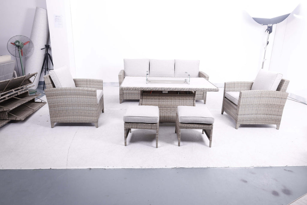 3-Seater Sofa Set, 2 Armchairs & Firepit Table