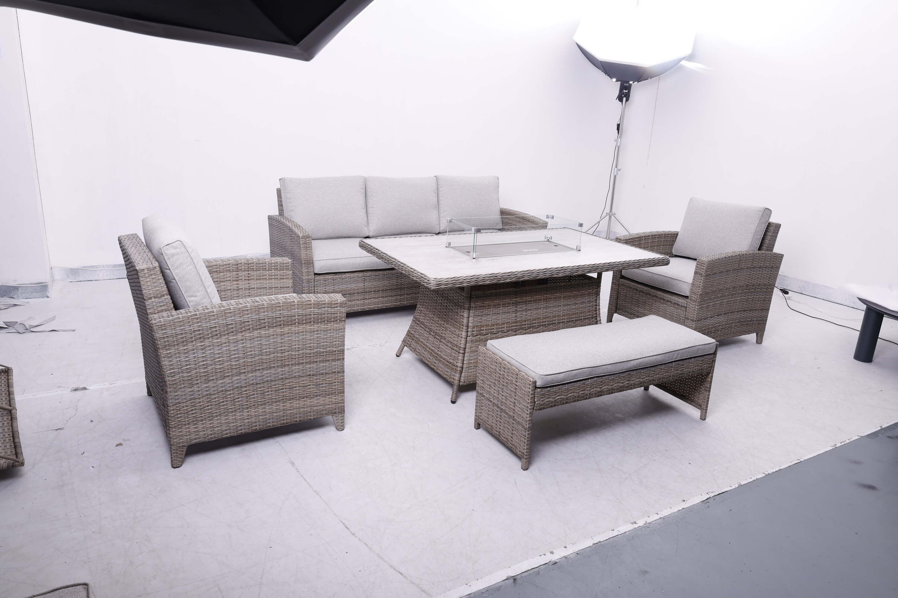 3-Seater Sofa Set, 2 Armchairs & Firepit Table