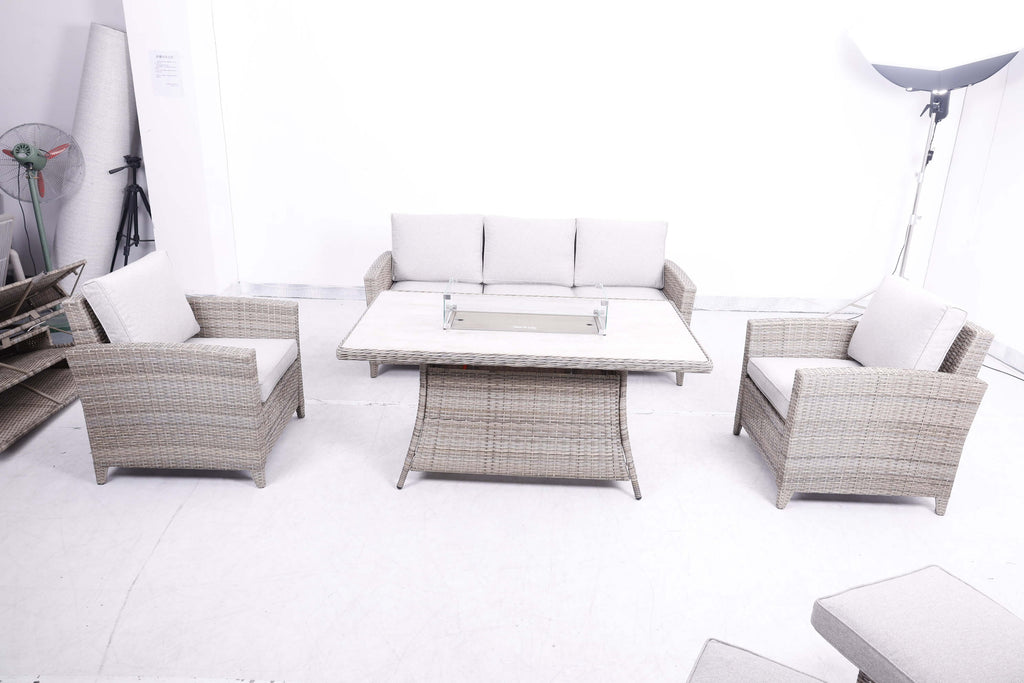 3-Seater Sofa Set, 2 Armchairs & Firepit Table