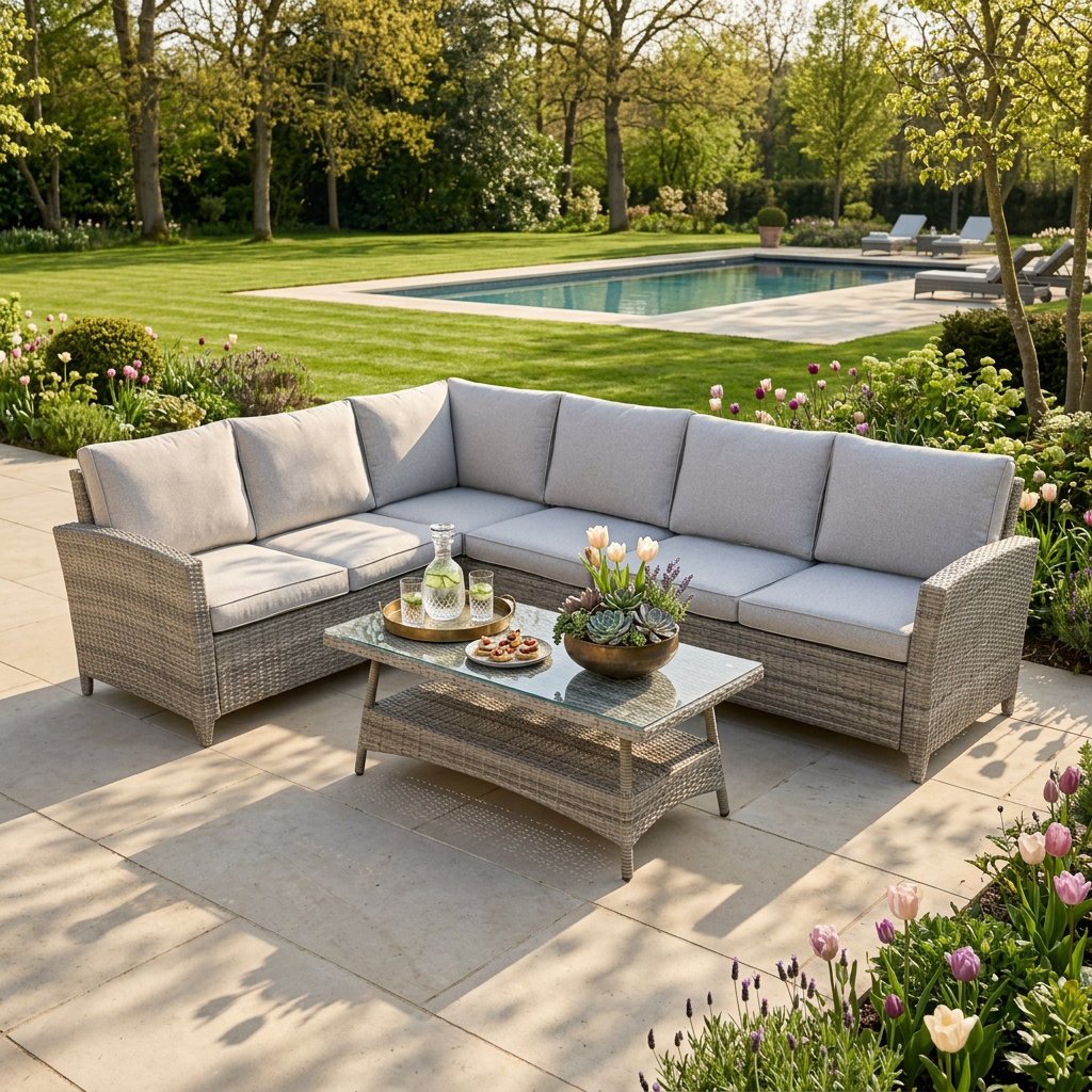 L Corner Sofa Set with Coffee Table