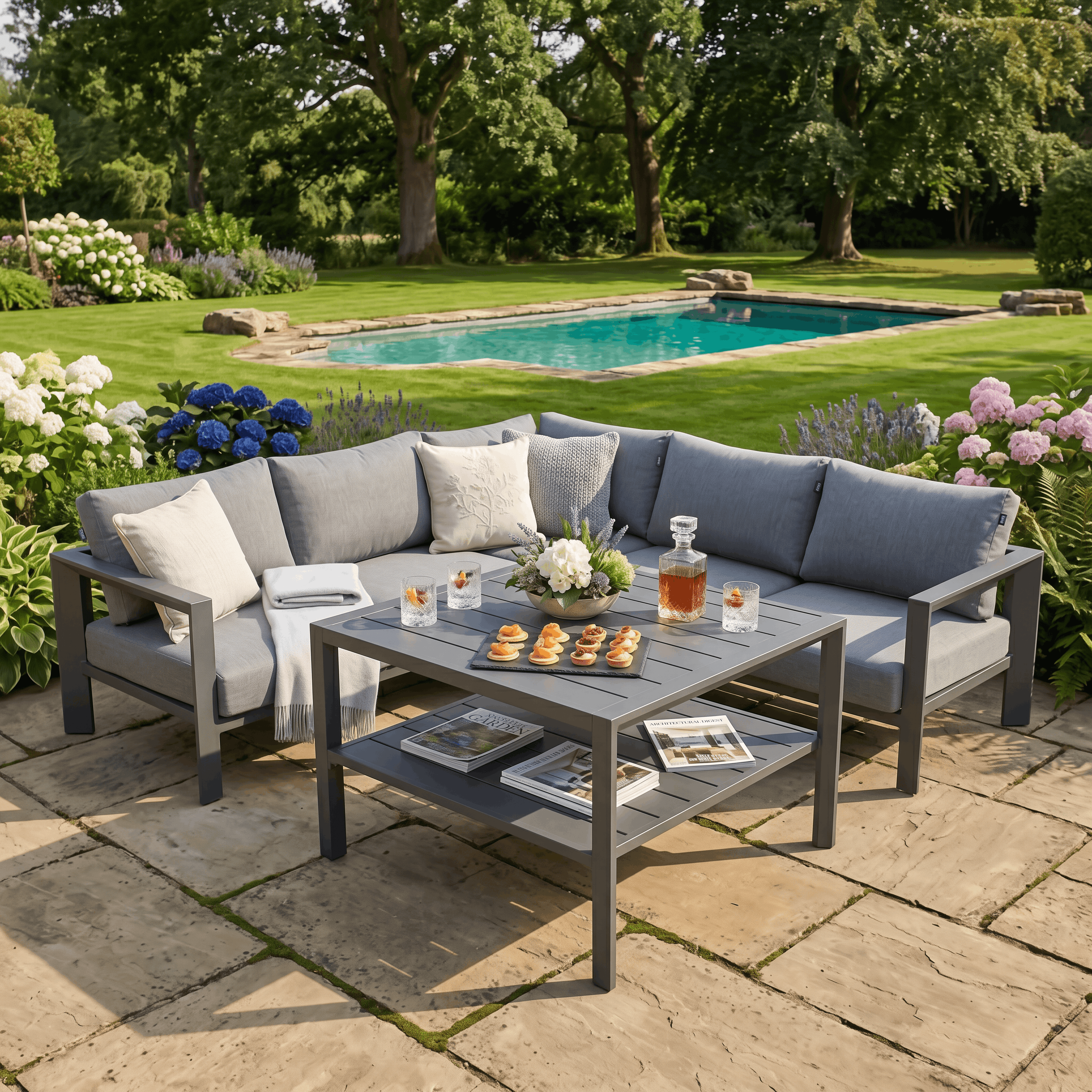 Square Corner Sofa Set with Coffee Table
