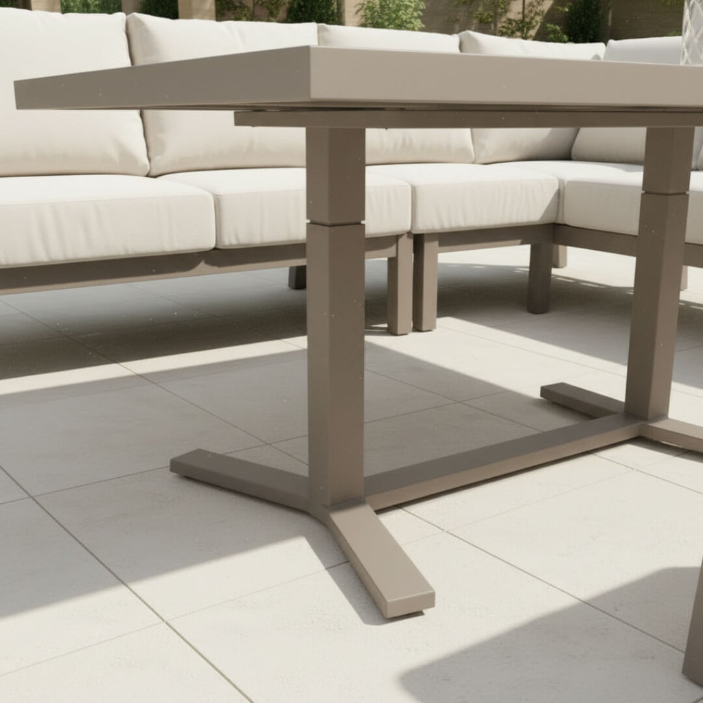 L Corner Sofa Set with 2 Stools, Piston Height Adjustable Table