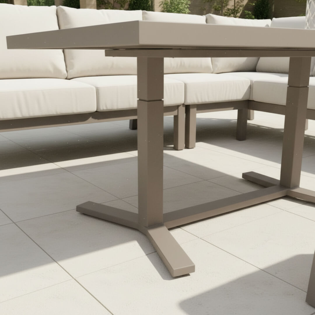 L Corner Sofa Set with 2 Stools, Piston Height Adjustable Table