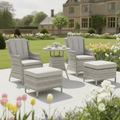 2 Seat Lounge Set with 2 Armchairs, 2 Footstools & Table