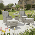 2 Seat Lounge Set with 2 Armchairs, 2 Footstools & Table