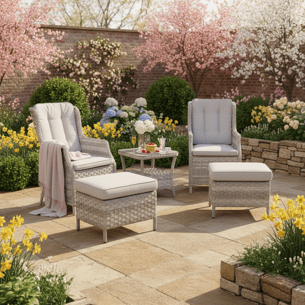 2 Chair Lounge Bistro Set with 2 Stools & Side Table