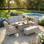 3-Seater Sofa Set with 2 Armchairs, Bench & Standard Table