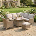Large Square Corner Sofa Set with Stool & Armchair, Piston Height Adjustable Table