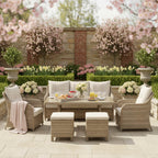 3-Seater Sofa Set with 2 Armchairs, 2 Stools & Standard Table