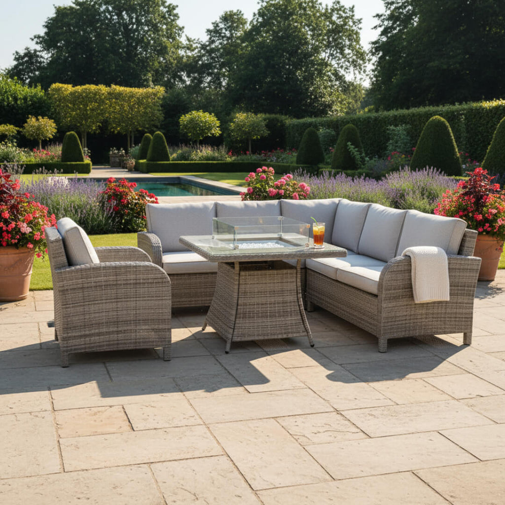 Square Corner Sofa Set with Firepit Table