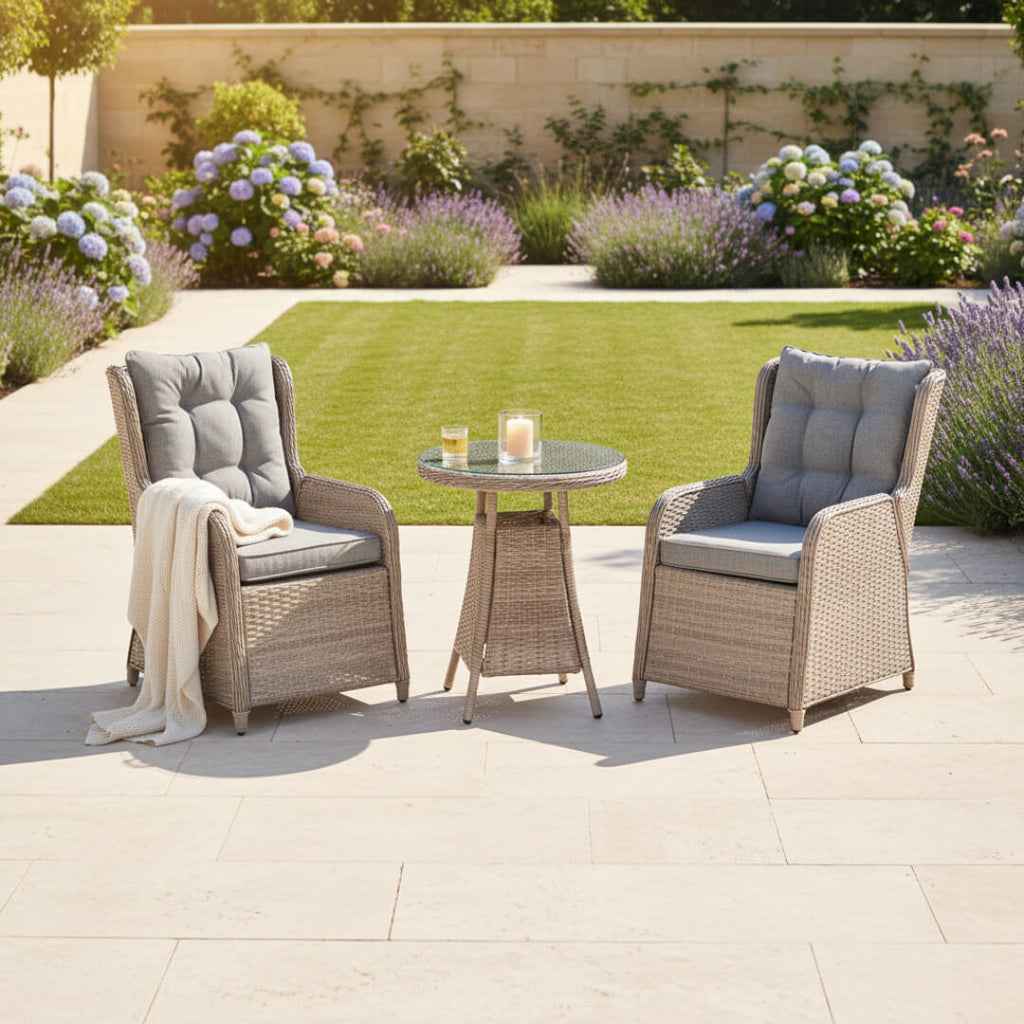 2 Seat Reclining Wingback Bistro Set with Table