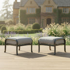 2 Chair Reclining Lounge Bistro Set with Footstools & Side Table