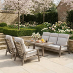 Reclining 3-Seater Sofa Set with 2 Reclining Armchairs & Piston Height Adjustable Table