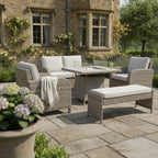 2-Seater Sofa Set with 2 Armchairs & Firepit Table