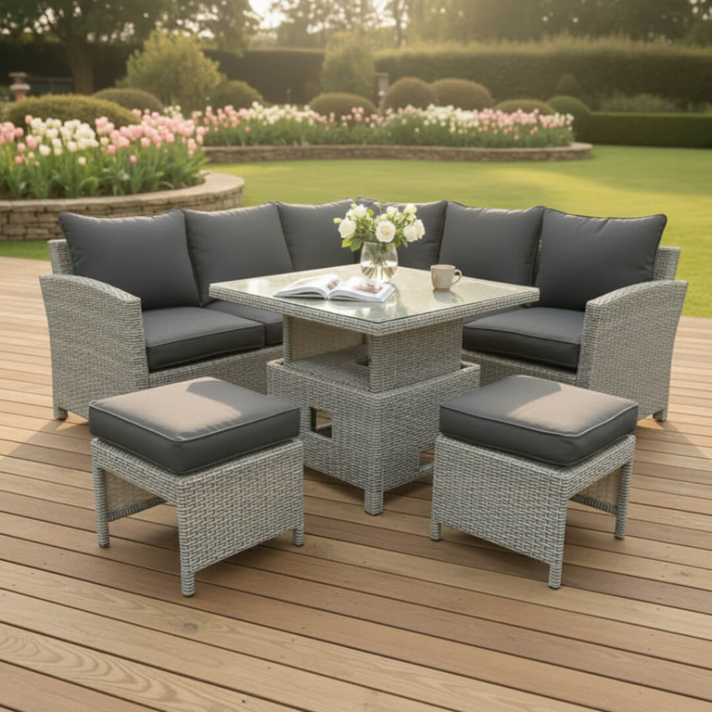 Square Corner Set with 2 Stools & Height Adjustable Table