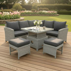 Square Corner Set with 2 Stools & Height Adjustable Table