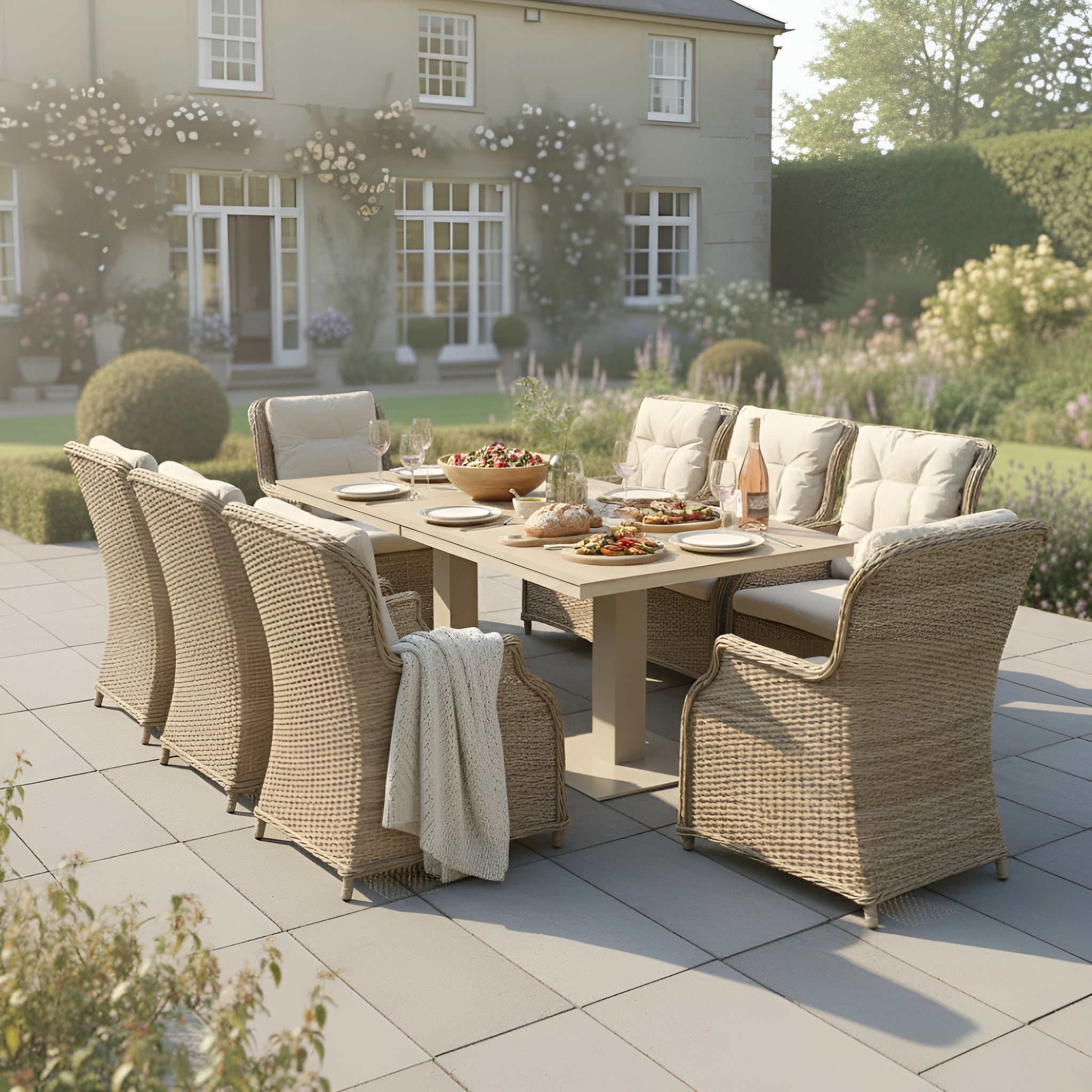 8 Chair Wingback Dining Set