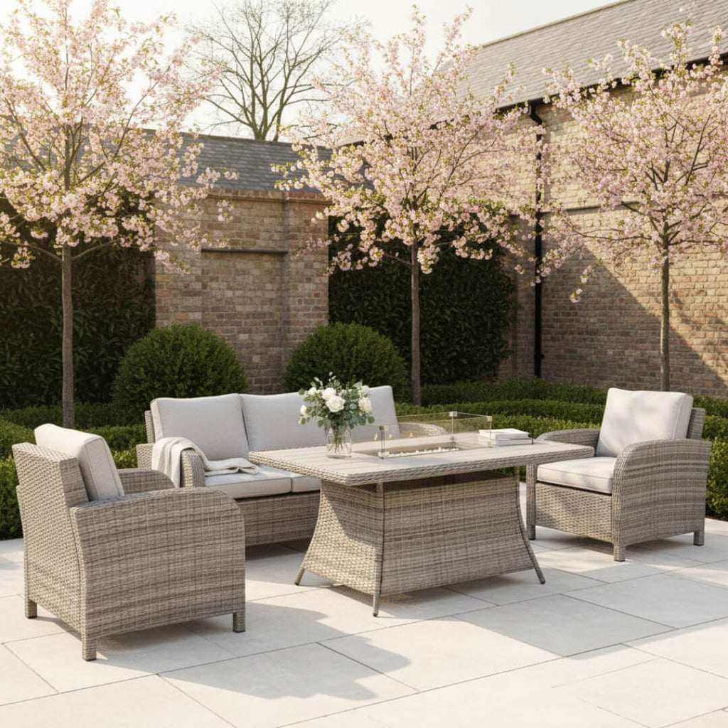 3-Seater Sofa Set with 2 Armchairs & Firepit Table