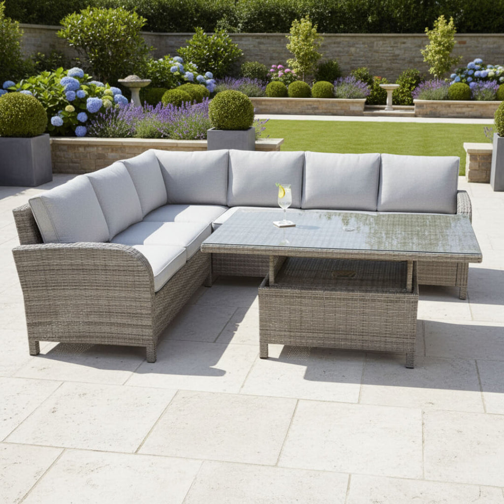 L Corner Sofa Set with Height Adjustable Table