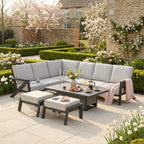 L Corner Sofa Set with 2 Stools & Height Adjustable Table