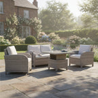 2-Seater Sofa Set with 2 Armchairs & Height Adjustable Table